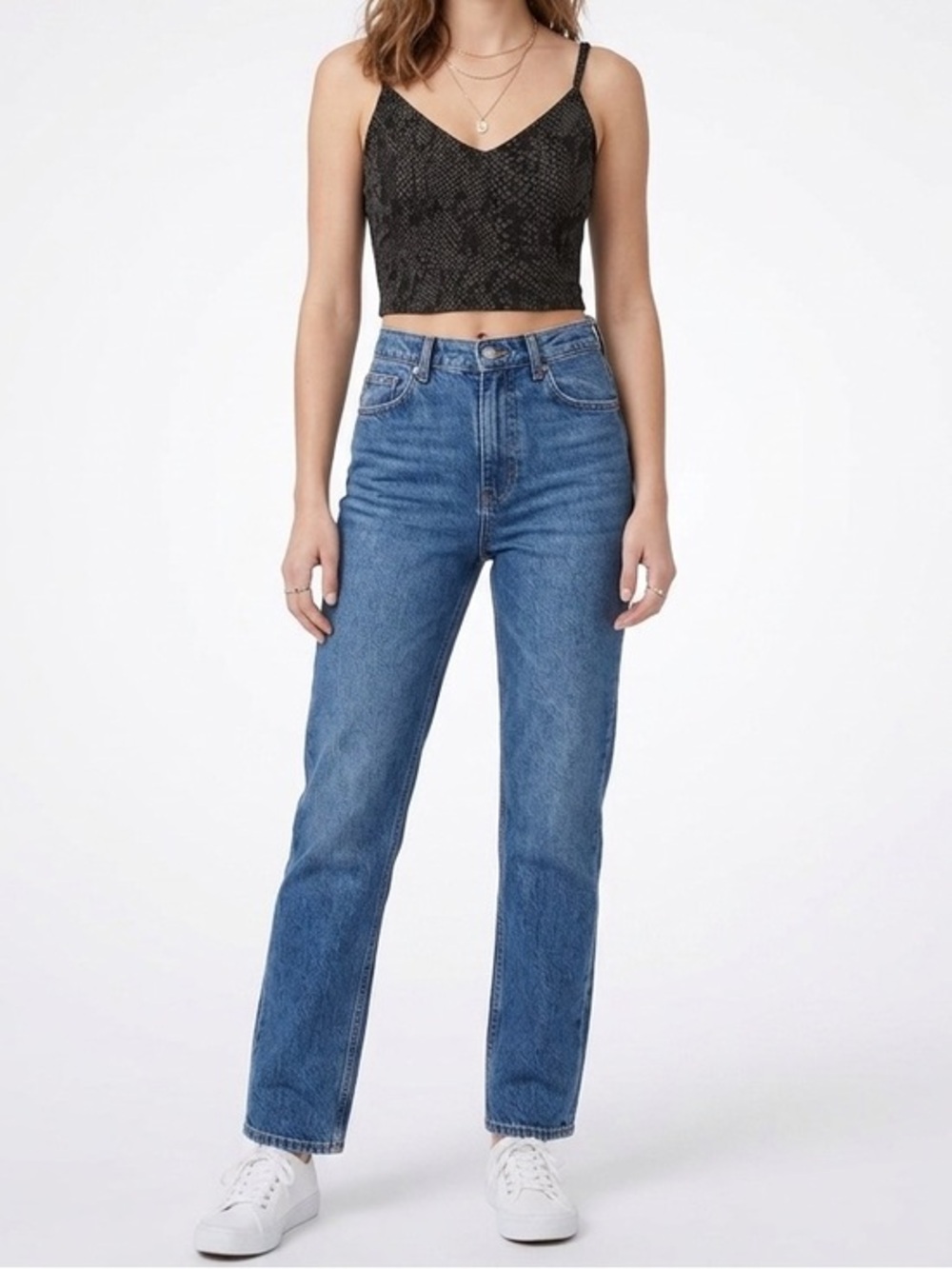 Dynamite Black Snake-Print Cropped Cami Top Size Small